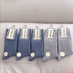 Women’s Ribbed Socks - Blue and Gray Set